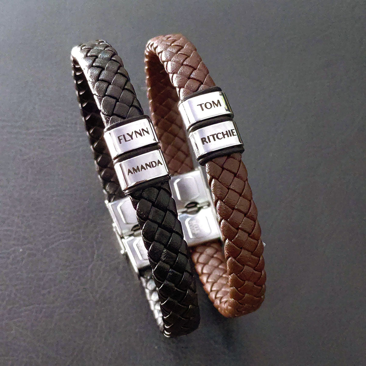 BUY ONE GET ONE Personalised Leather Bracelet First 2 Charms FREE | Belle Fever Personalised Jewellery