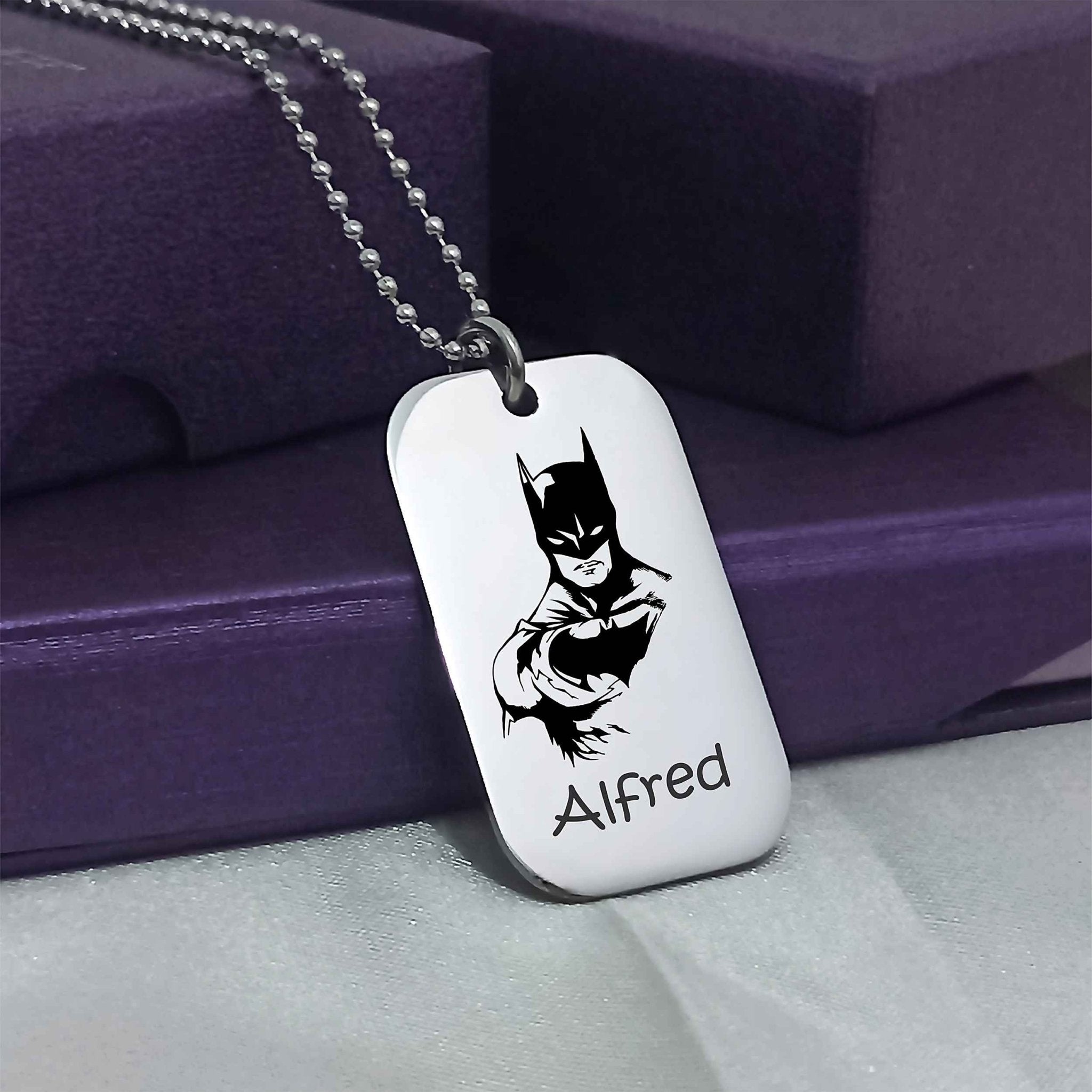 Bat Hero Personalised Tag Necklace - Mens Jewellery by Belle Fever