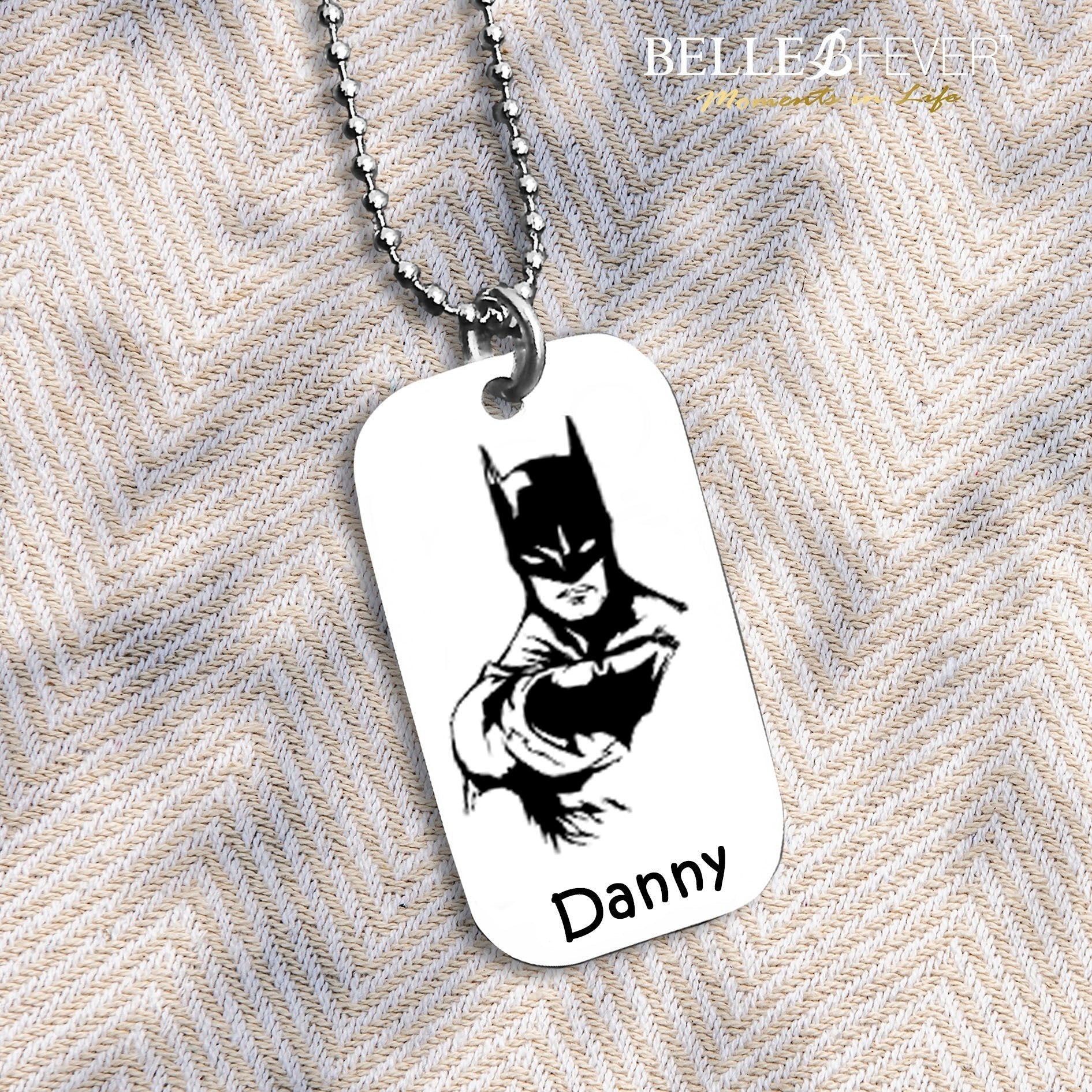 Bat Hero Personalised Tag Necklace - Mens Jewellery by Belle Fever