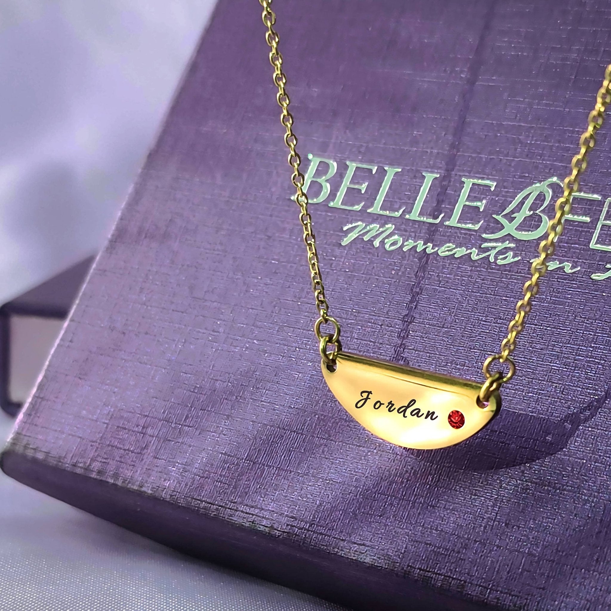 Beck Birthstone Name Necklace - Name Necklaces by Belle Fever