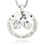 Cant Be Replaced Necklace - Double Feet Birthstones - Mothers Jewellery by Belle Fever