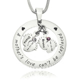 Cant Be Replaced Necklace - Double Feet Birthstones - Mothers Jewellery by Belle Fever