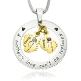 Cant Be Replaced Necklace - Double Feet Birthstones - Mothers Jewellery by Belle Fever