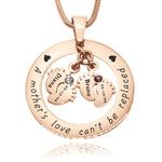 Cant Be Replaced Necklace - Double Feet Birthstones - Mothers Jewellery by Belle Fever