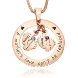 Cant Be Replaced Necklace - Double Feet Birthstones - Mothers Jewellery by Belle Fever