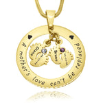 Cant Be Replaced Necklace - Double Feet Birthstones - Mothers Jewellery by Belle Fever