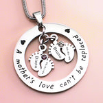 Cant Be Replaced Necklace - Double Feet Birthstones - Mothers Jewellery by Belle Fever