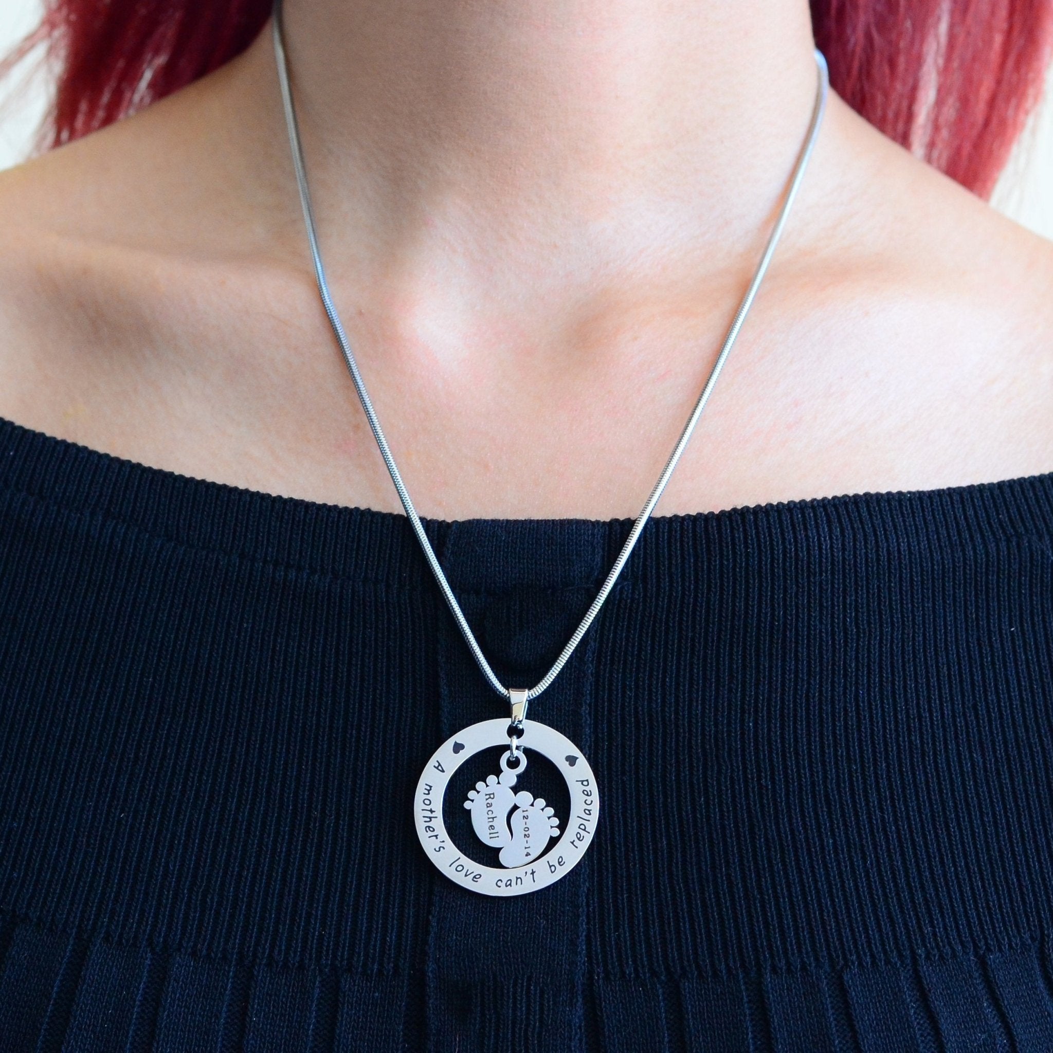 Cant Be Replaced Necklace - Single Feet - Mothers Jewellery by Belle Fever