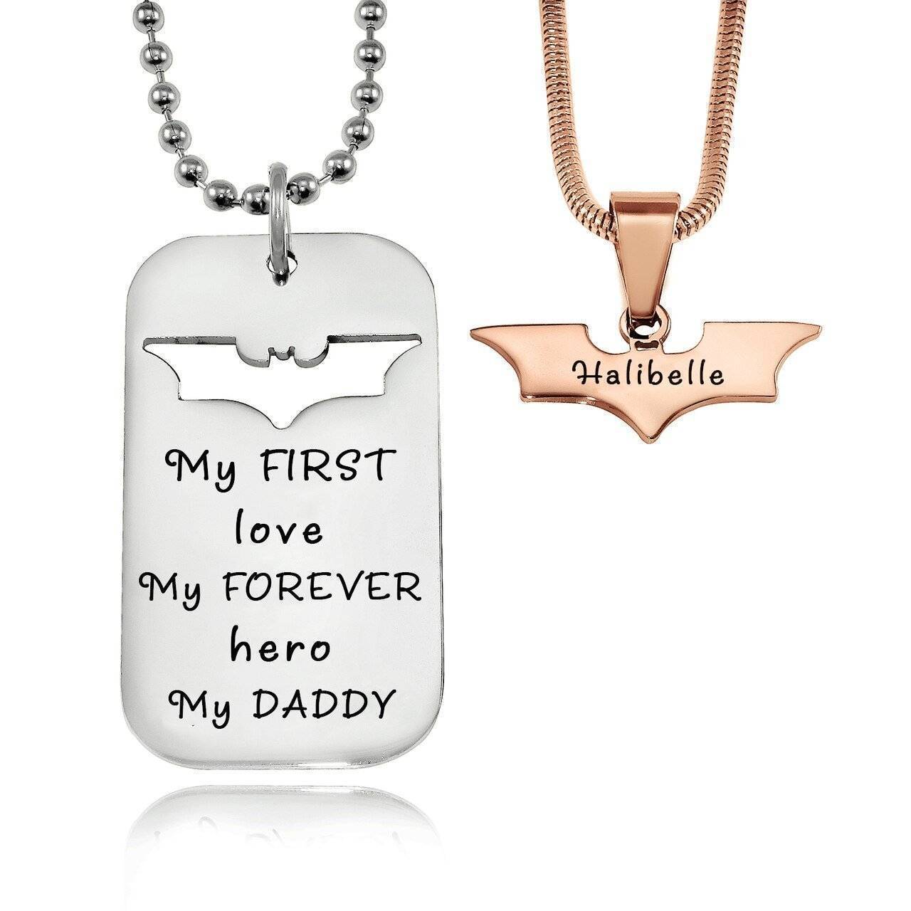 Dog Tag Super Hero Bat - Two Necklaces - Mens Jewellery by Belle Fever