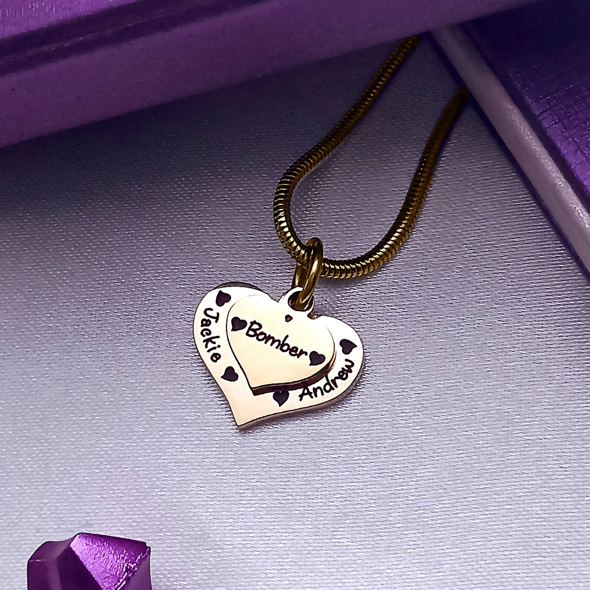 Double Heart Necklace - Mothers Jewellery by Belle Fever