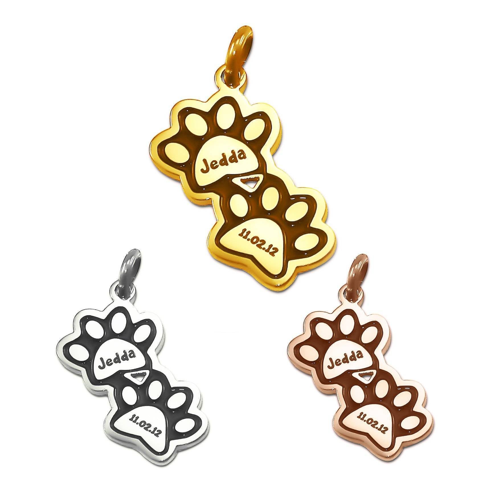 Double Mini Paw Prints Charm for Keyring - Keyrings by Belle Fever