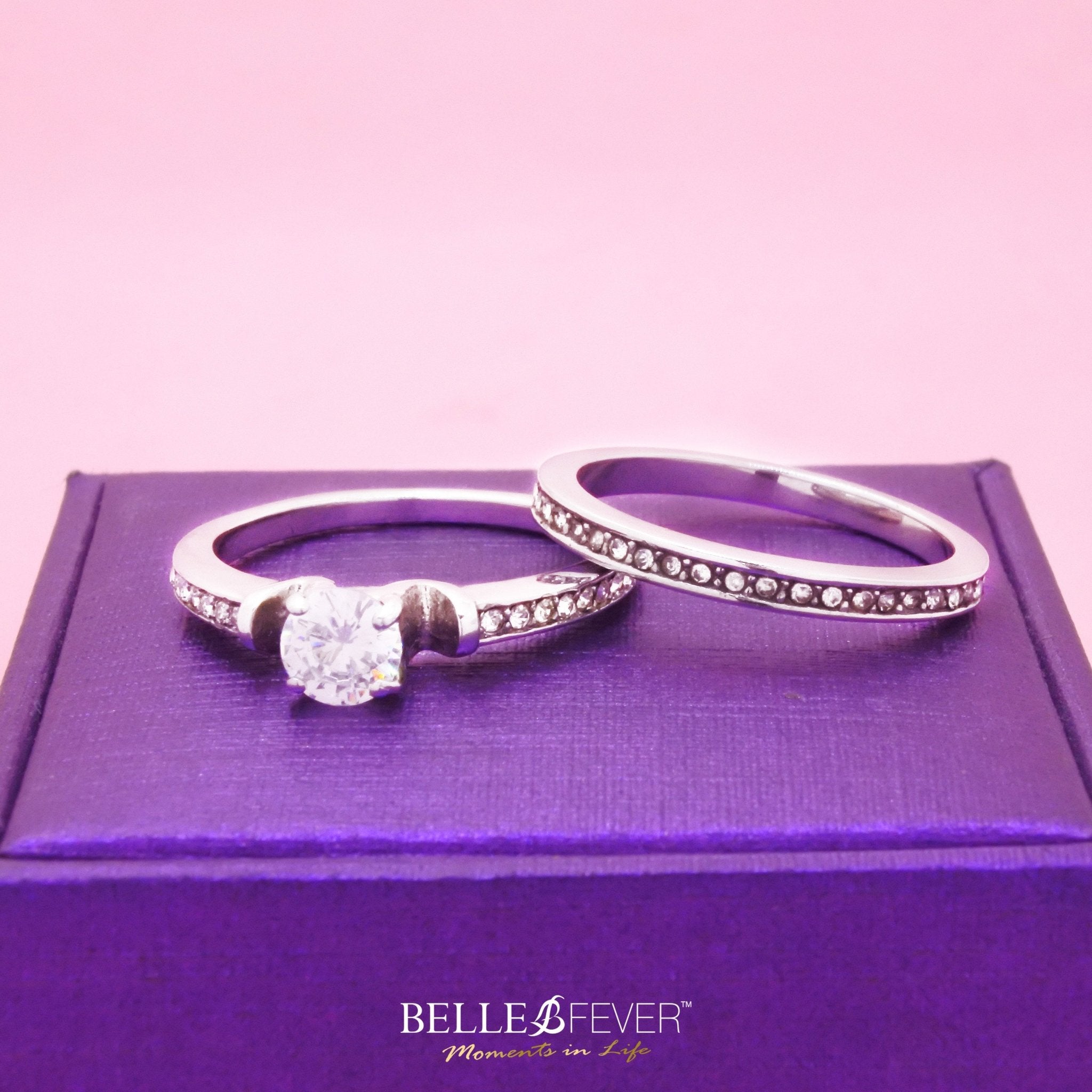 Love Crystal TWO Rings Set - Rings by Belle Fever