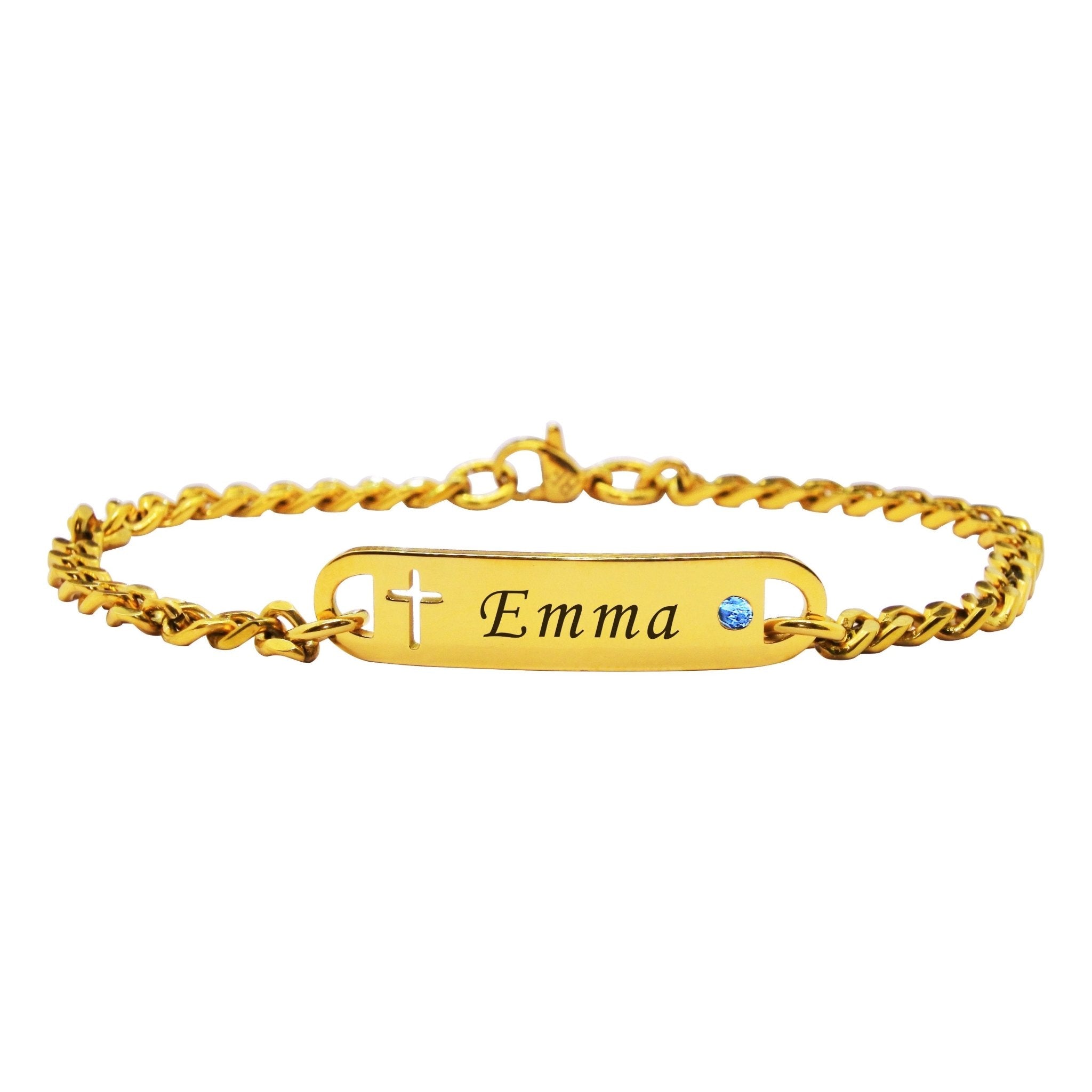 Personalised Birthstone Cross Bracelet - Bangles & Bracelets by Belle Fever