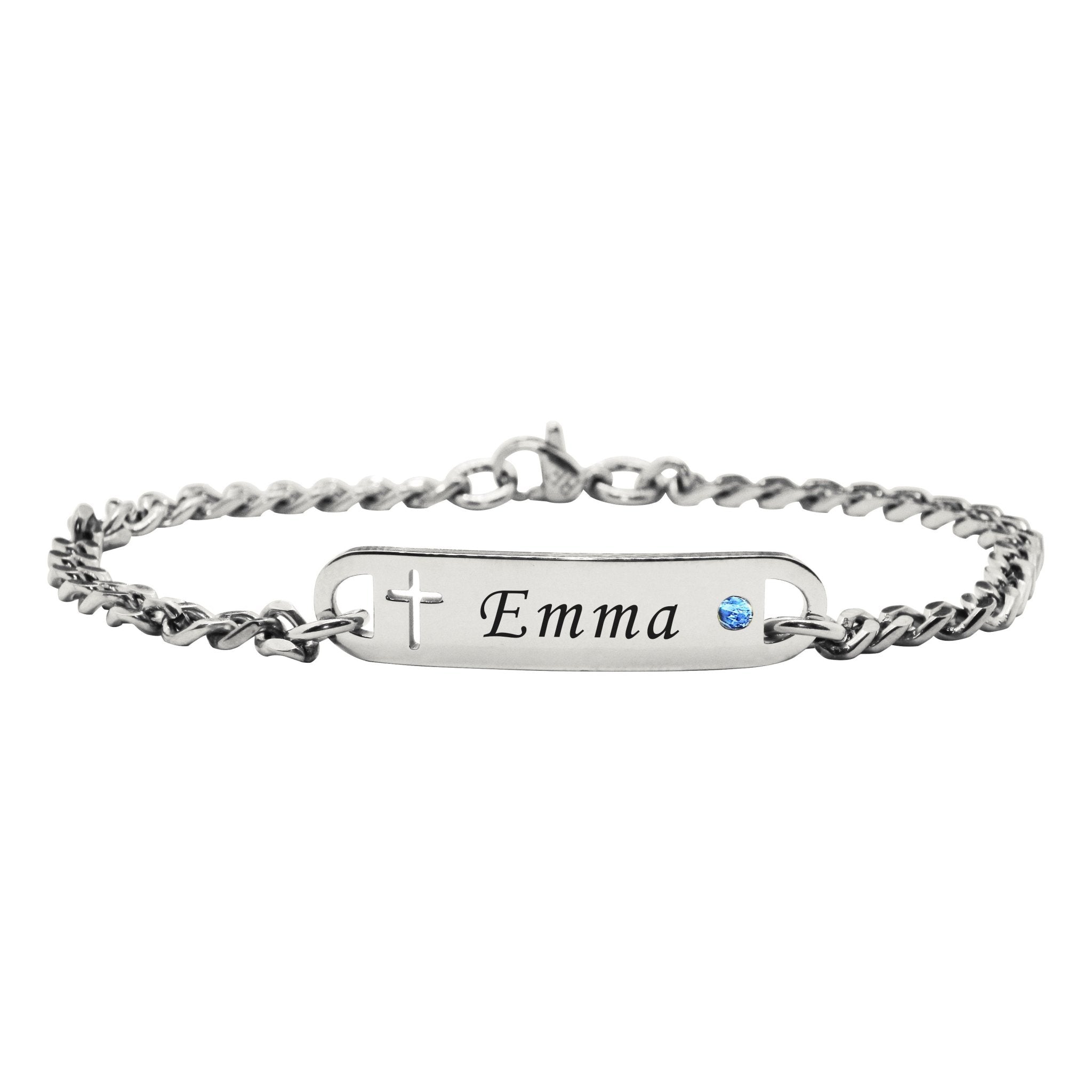 Personalised Birthstone Cross Bracelet - Bangles & Bracelets by Belle Fever