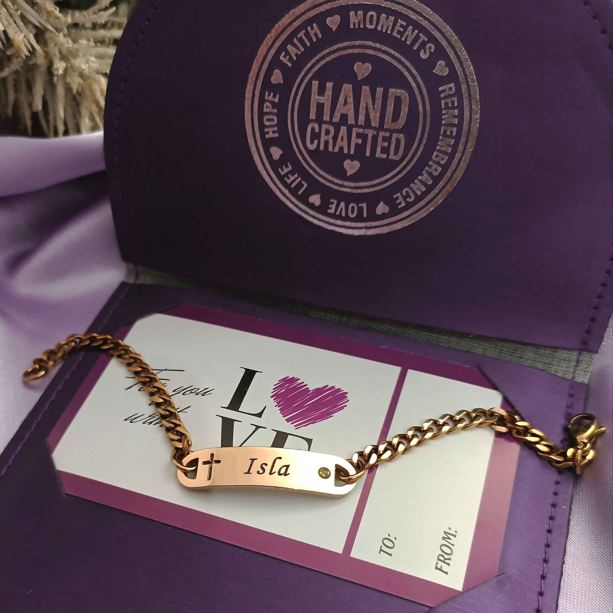Personalised Birthstone Cross Bracelet - Bangles & Bracelets by Belle Fever