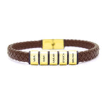 Personalised Brown Leather Bracelet - Bangles & Bracelets by Belle Fever