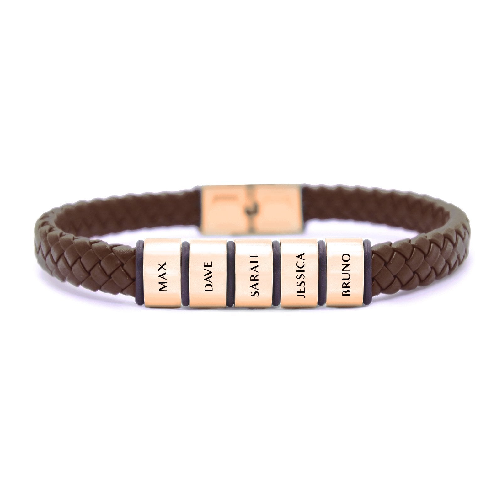 Personalised Brown Leather Bracelet - Bangles & Bracelets by Belle Fever