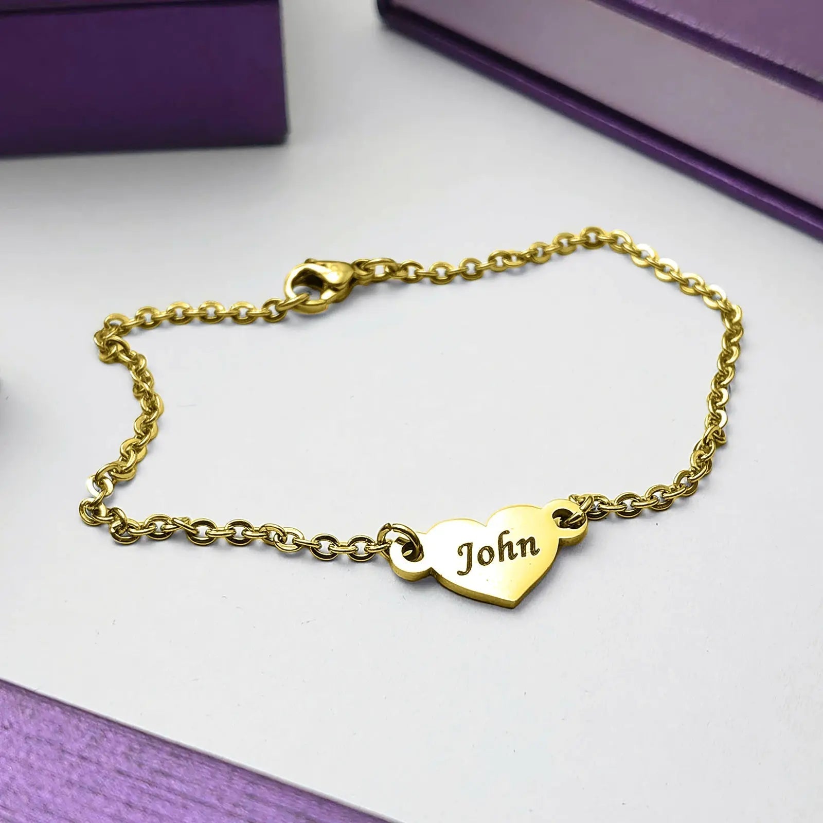 Precious Heart Name Bracelet - Bangles & Bracelets by Belle Fever