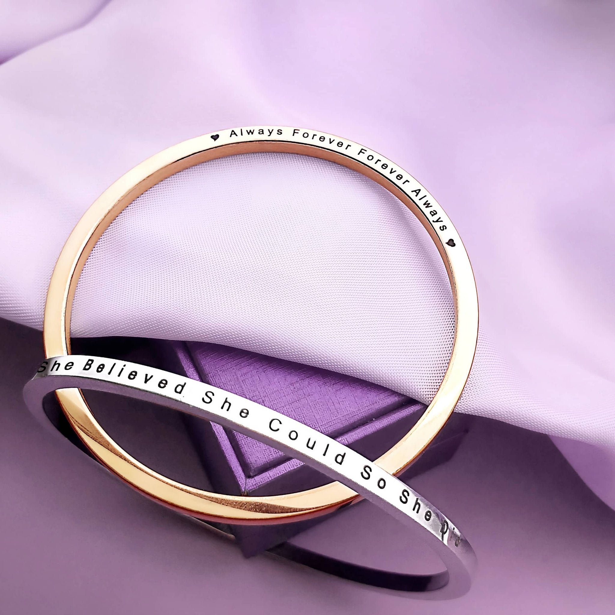 She Believed She Could | Inspirational Bangle - Bangles & Bracelets by Belle Fever