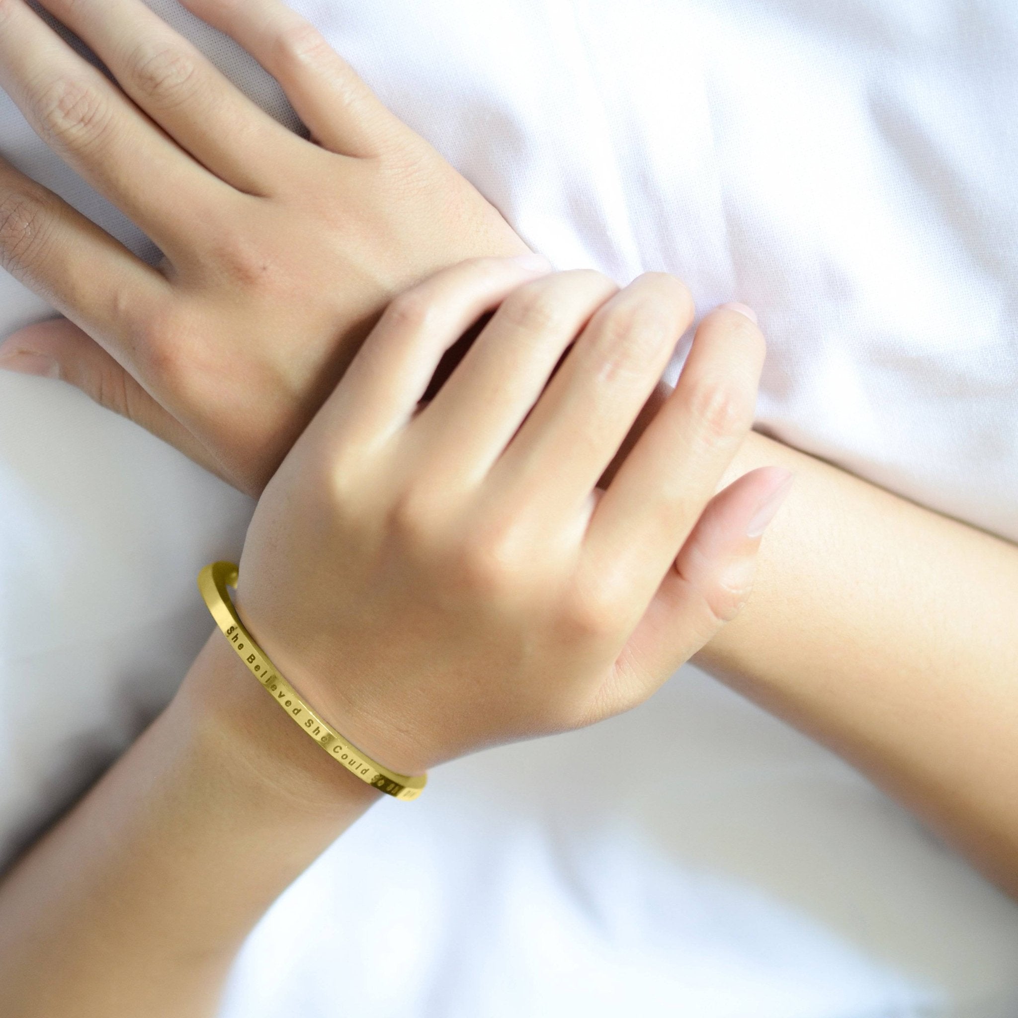 She Believed She Could | Inspirational Bangle - Bangles & Bracelets by Belle Fever