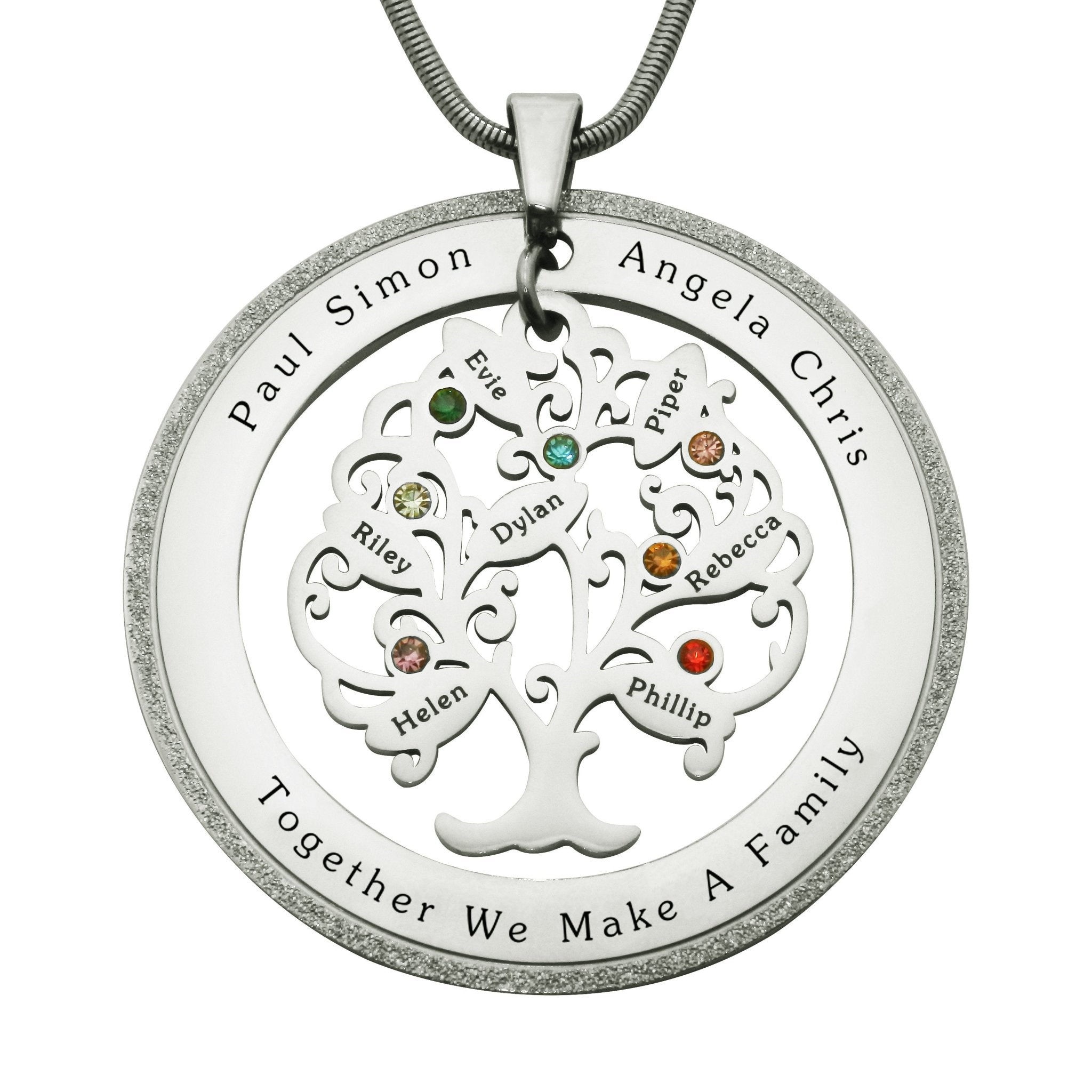 Tree of My Life Sparkling Washer and Birthstones | Personalised Necklace - Family Tree Necklaces by Belle Fever