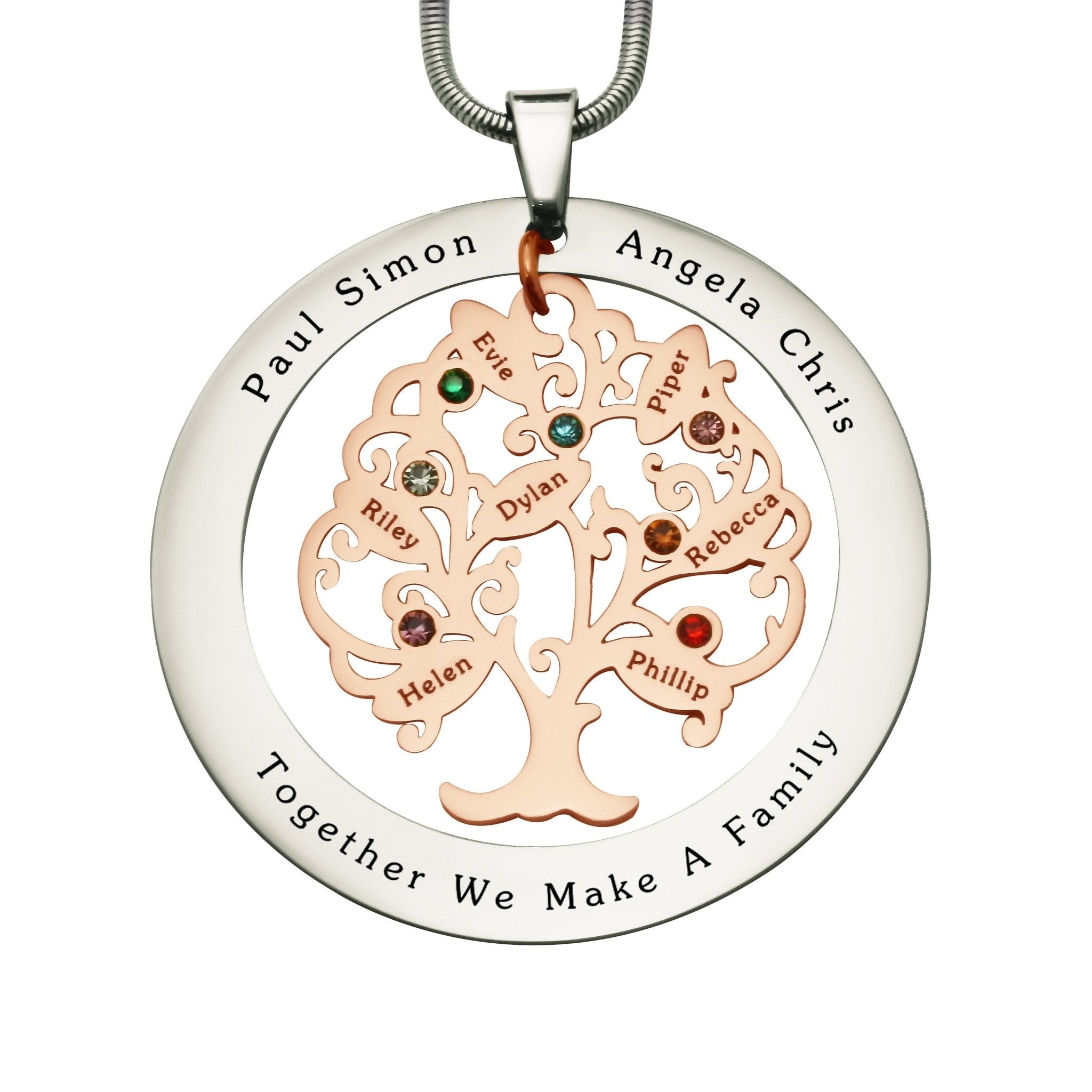 Tree of My Life Washer Birthstones | Personalised Necklace - Family Tree Necklaces by Belle Fever