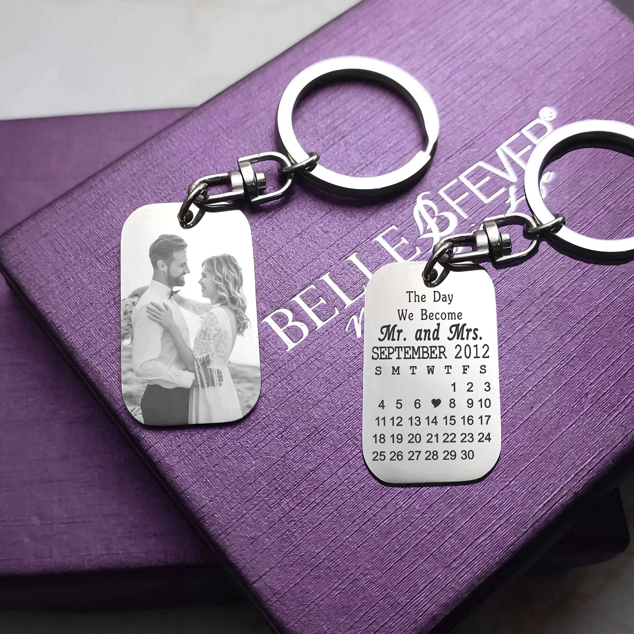 Wedding and Anniversary Tag Photo Keyring - Keyrings by Belle Fever