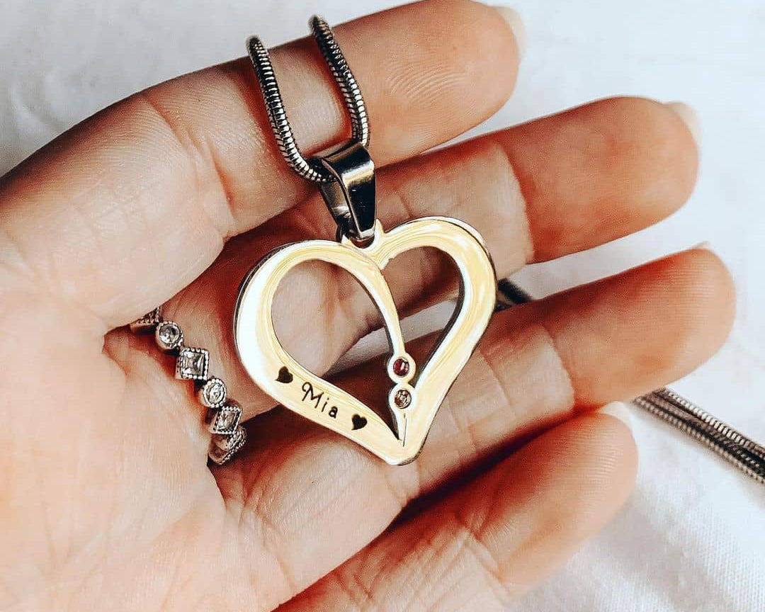 Christmas Magic: Personalised Love Hearts Birthstones Necklace - BELLE FEVER