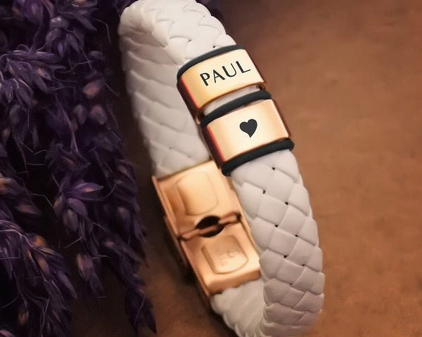 Personalised White Leather Bracelet - BELLE FEVER