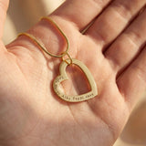Belle Fever Always In My Heart necklace gold in hand, personalised heart jewellery, rromantic everyday keepsake