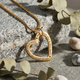 Belle Fever Always In My Heart necklace on natural stone, personalised heart necklace, engraved message jewellery, romantic everyday piece