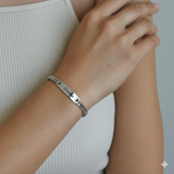 Personalised Silver Bar Bracelet by Belle Fever — engraved with love and intention, a delicate reminder of strength, beauty, and personal stories.