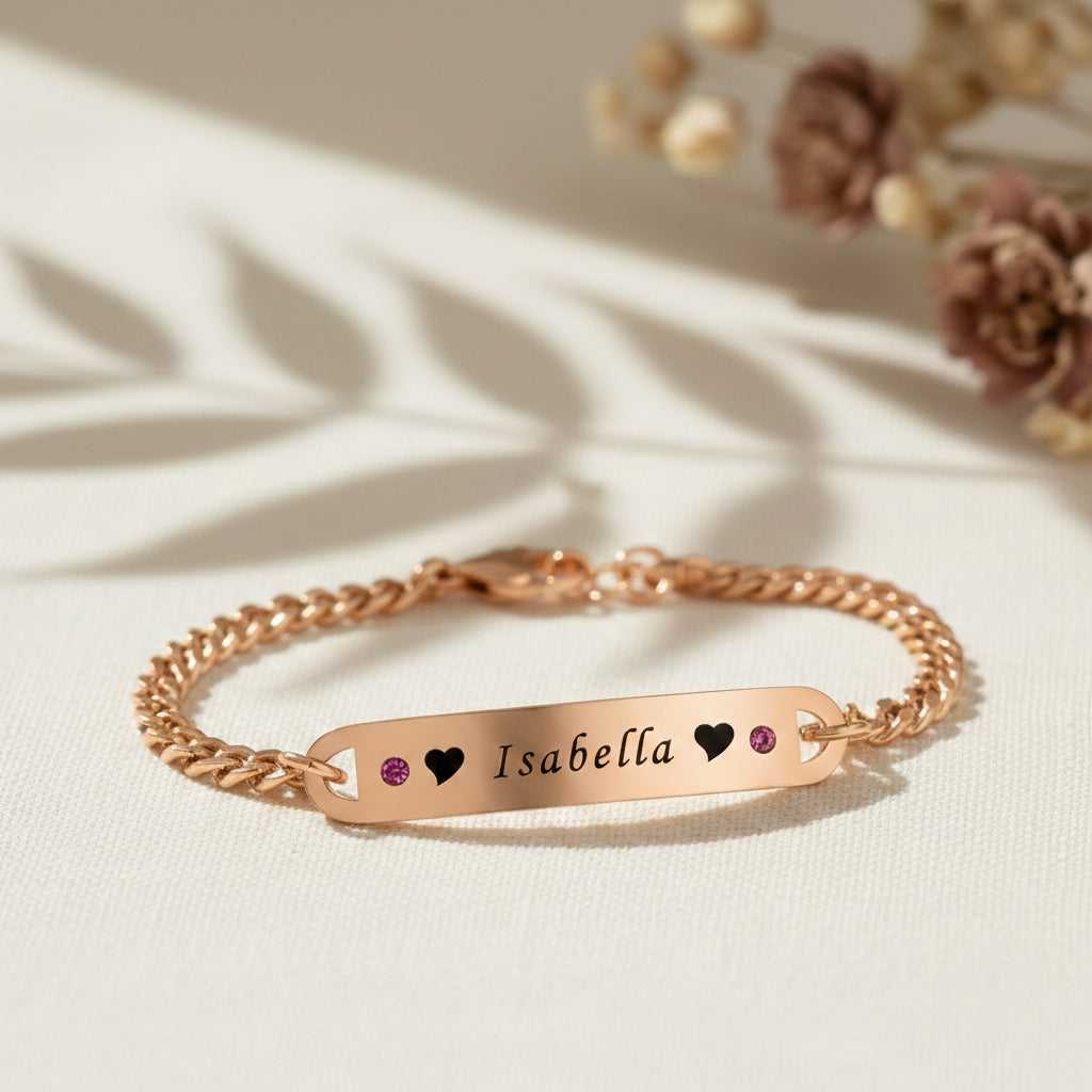 Personalised Rose gold Birthstone Bracelet - Bangles & Bracelets by Belle Fever