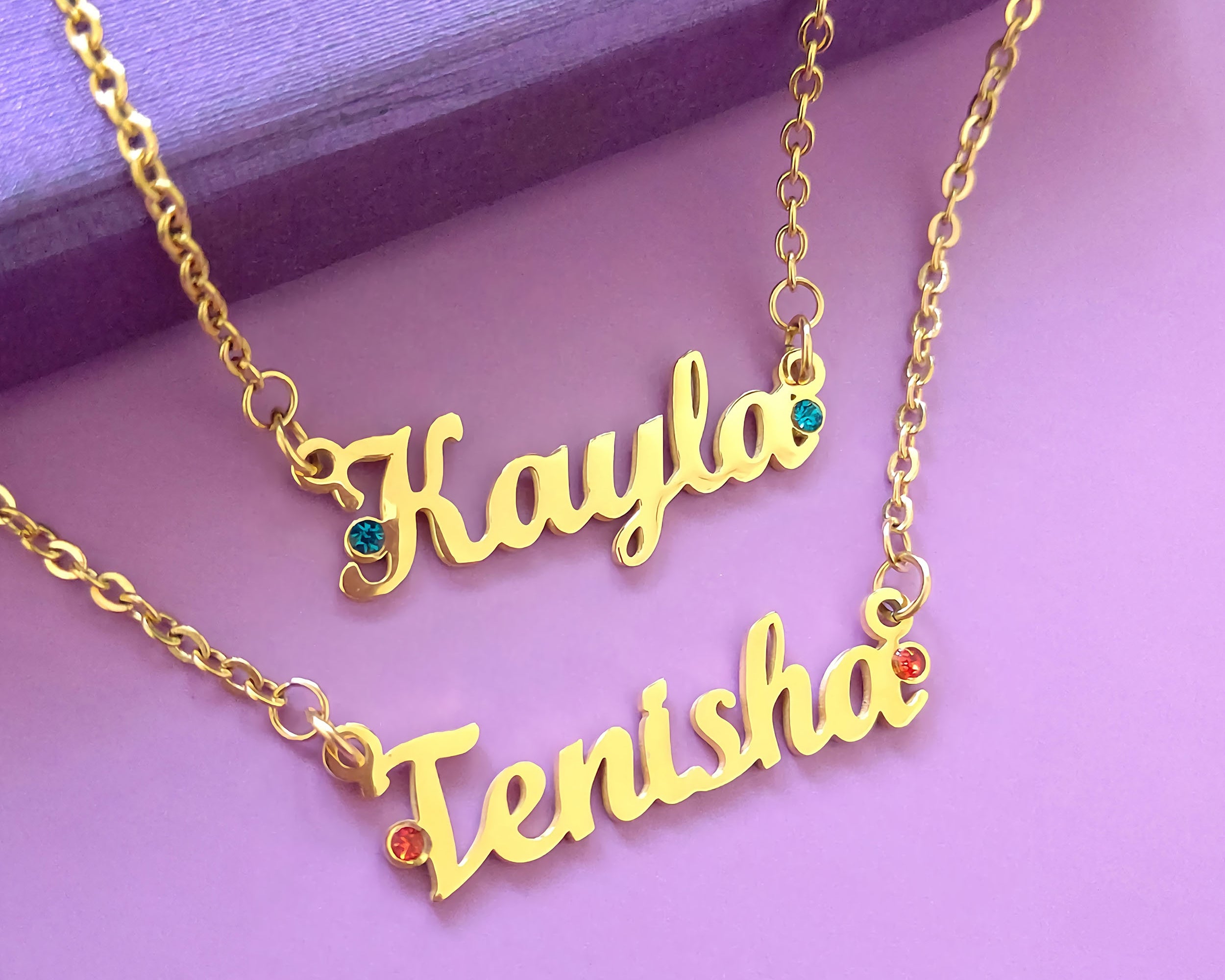 BUY ONE GET ONE Name Necklace (Birthstones Optional)