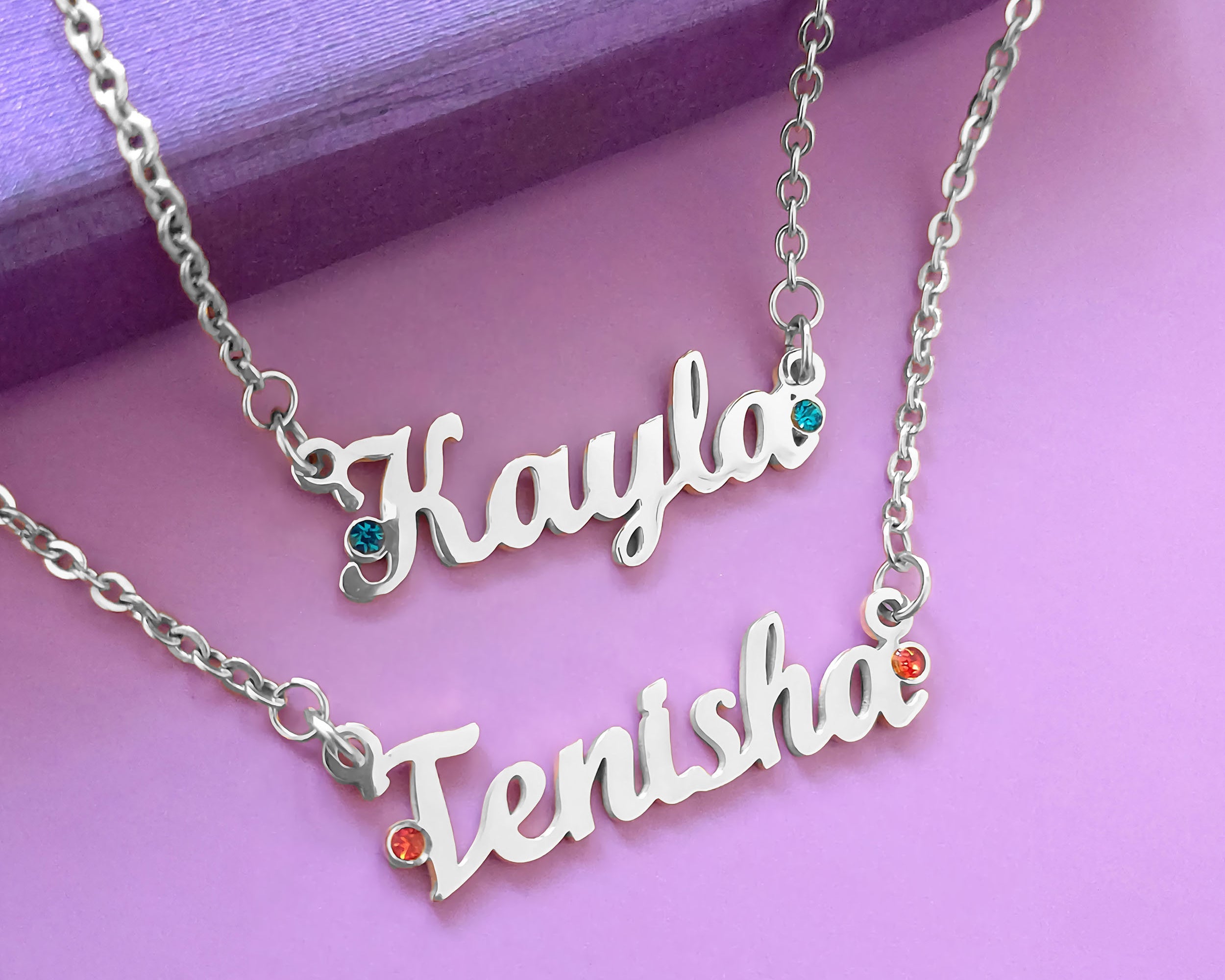 BUY ONE GET ONE Name Necklace (Birthstones Optional)