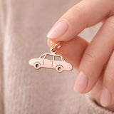 Belle Fever charm for keyring rose gold car charm close-up, delicate car pendant for keychain, modern minimalist automotive jewelry charm