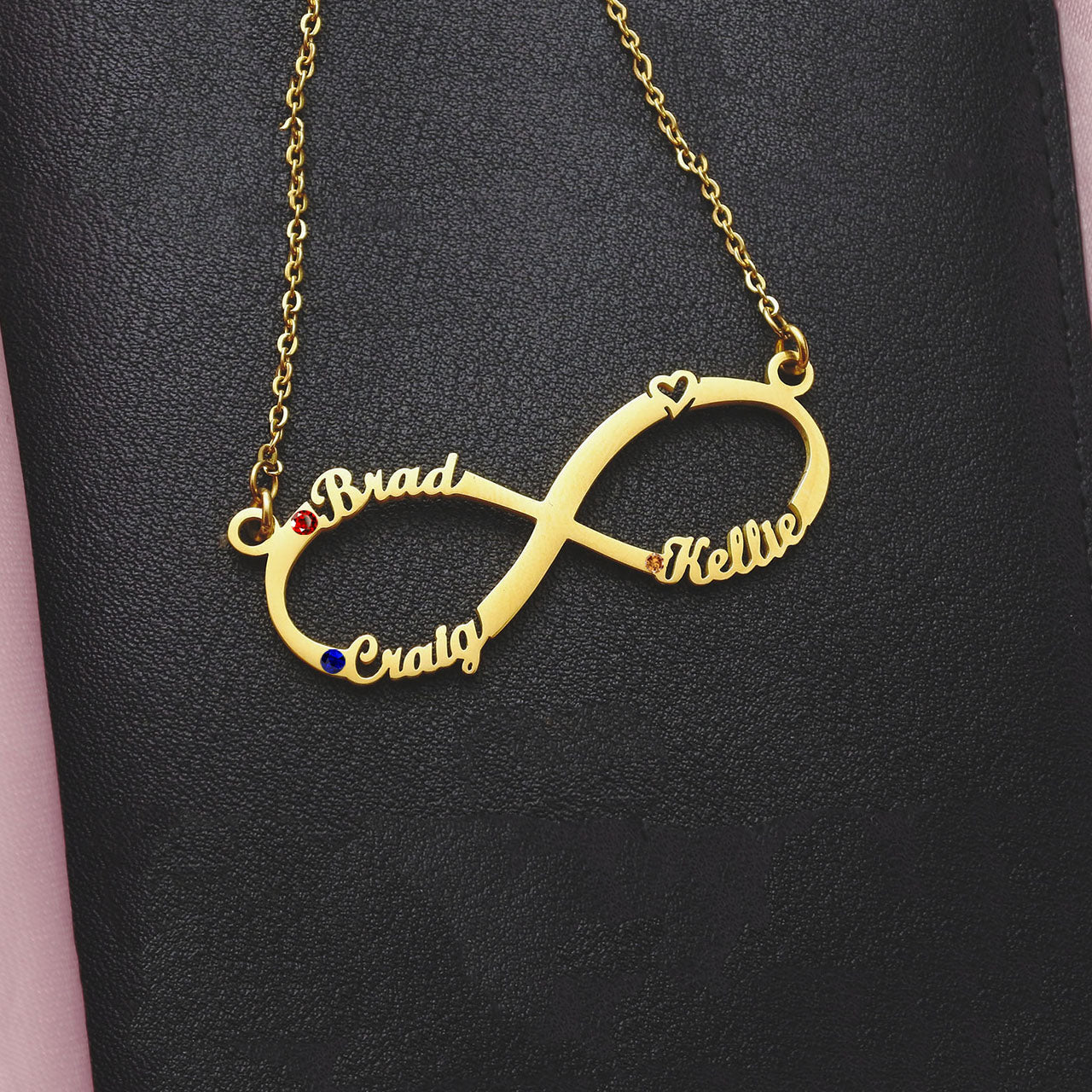 Classic Infinity Name Necklace (Birthstones Optional)