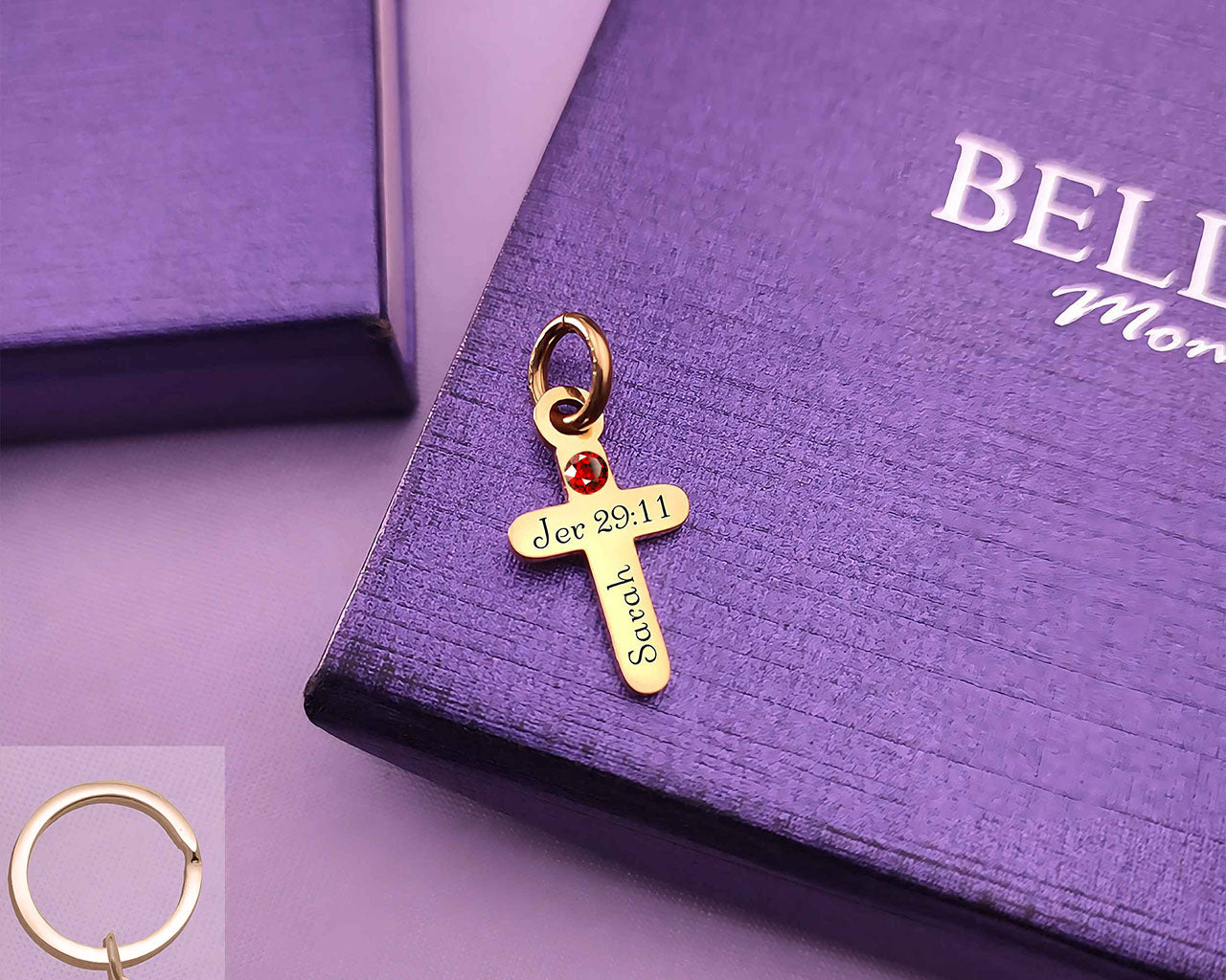 Cross Charm Birthstone for Keyring