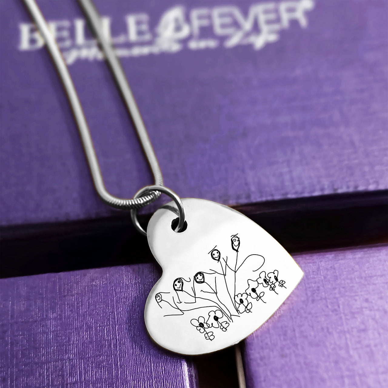 Custom Kids Drawing Heart Necklace