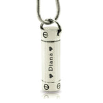 Silver Cylinder Cremation Necklace by Belle Fever — sleek and sentimental memorial jewellery holding ashes to honour precious memories.