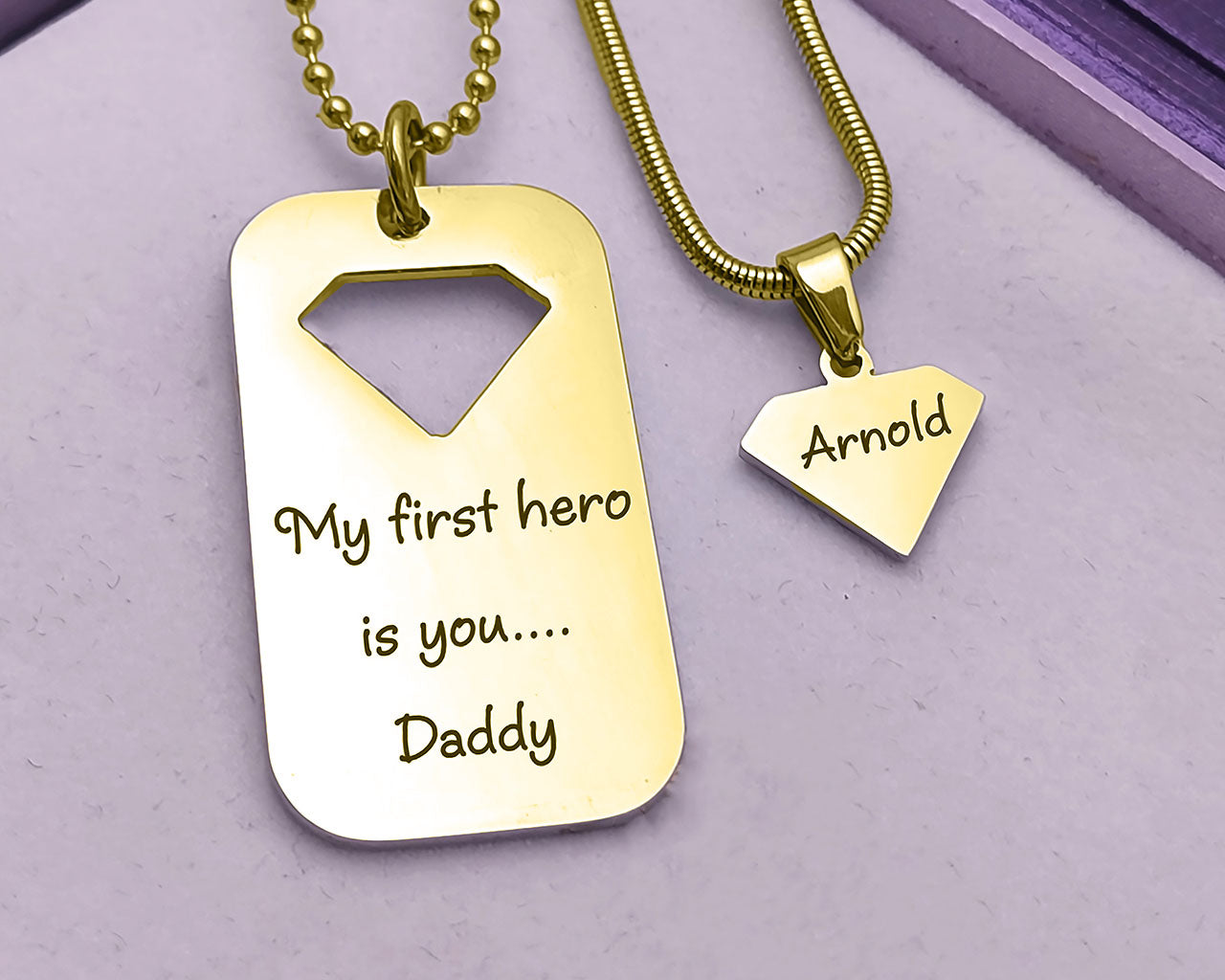 Heroic Man Dog Tag Set of Two Necklaces