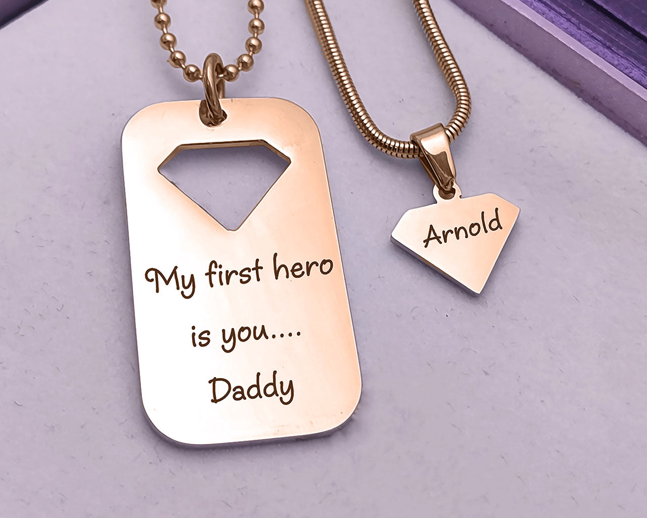 Heroic Man Dog Tag Set of Two Necklaces