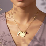 Gold Memorial Angel Necklace with Stone Charm, Memorial keepsake by Belle Fever Jewellery