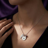 Memorial Angel Initial Necklace with Birthstone Charm