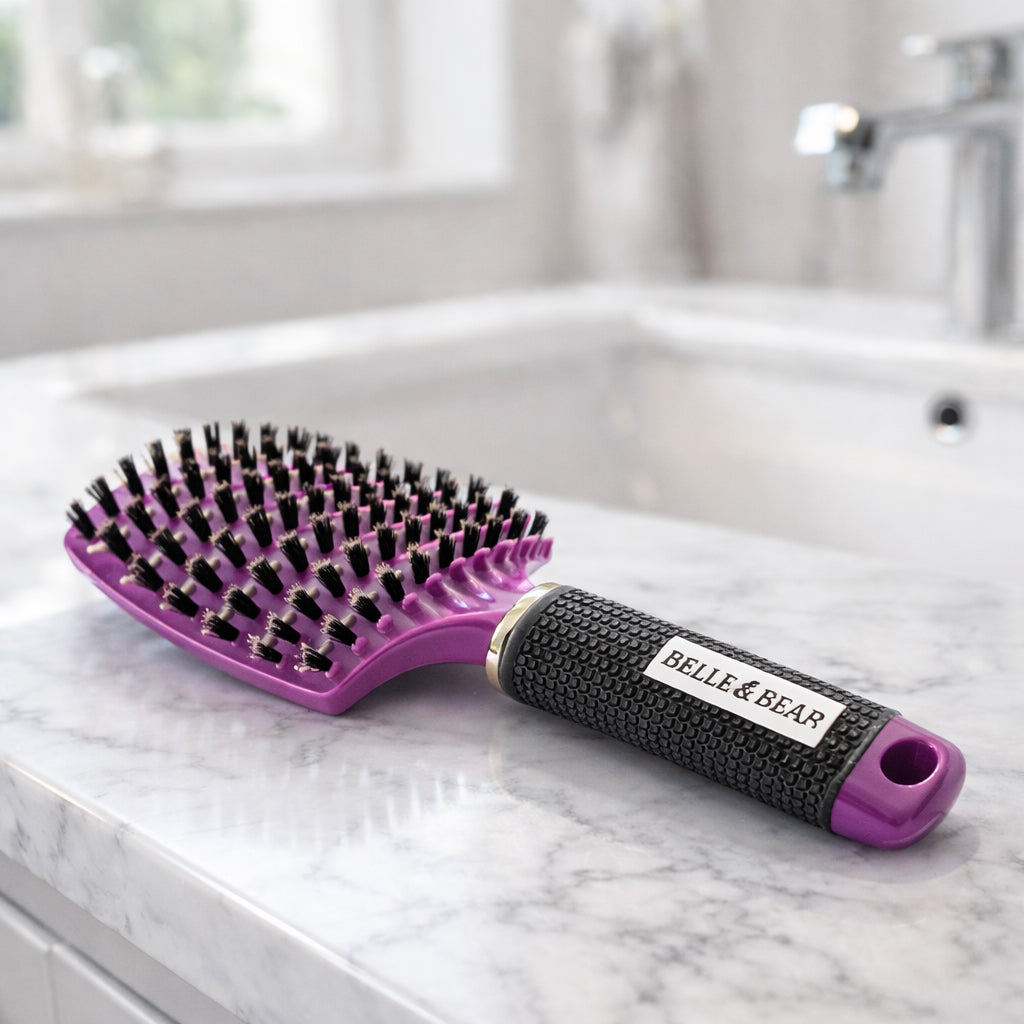 belle fever gentle detangling hairbrush with flexible bristles, lightweight smoothing brush for daily use
