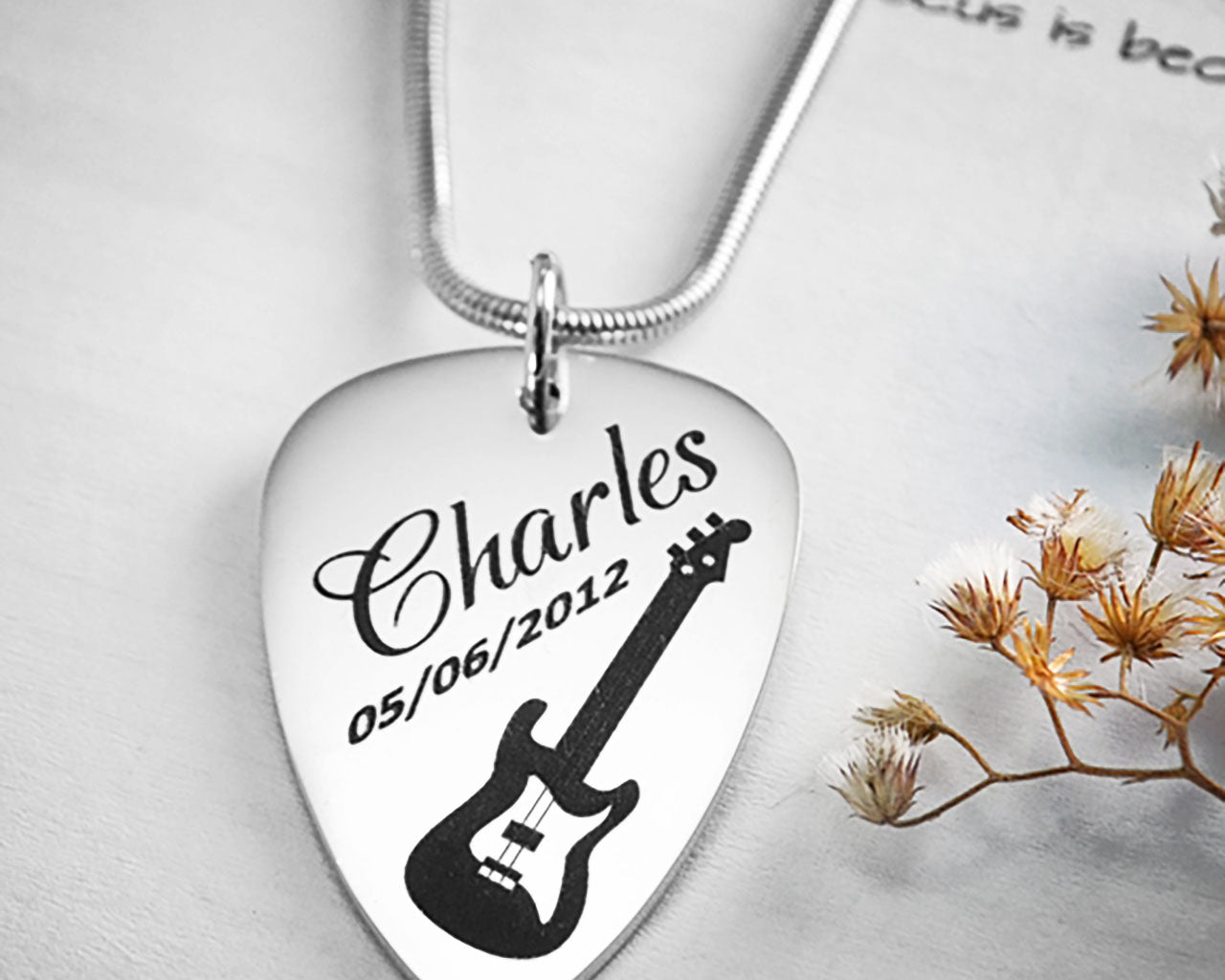 Guitar Pick Name Necklace