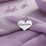 belle fever heart charm for keyring with engraved name, romantic keepsake gift for loved ones