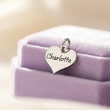 belle fever custom engraved heart charm for keyring, personalized name gift presented in elegant packaging