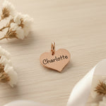 belle fever engraved heart charm for keyring, minimalist personalized name gift for someone special