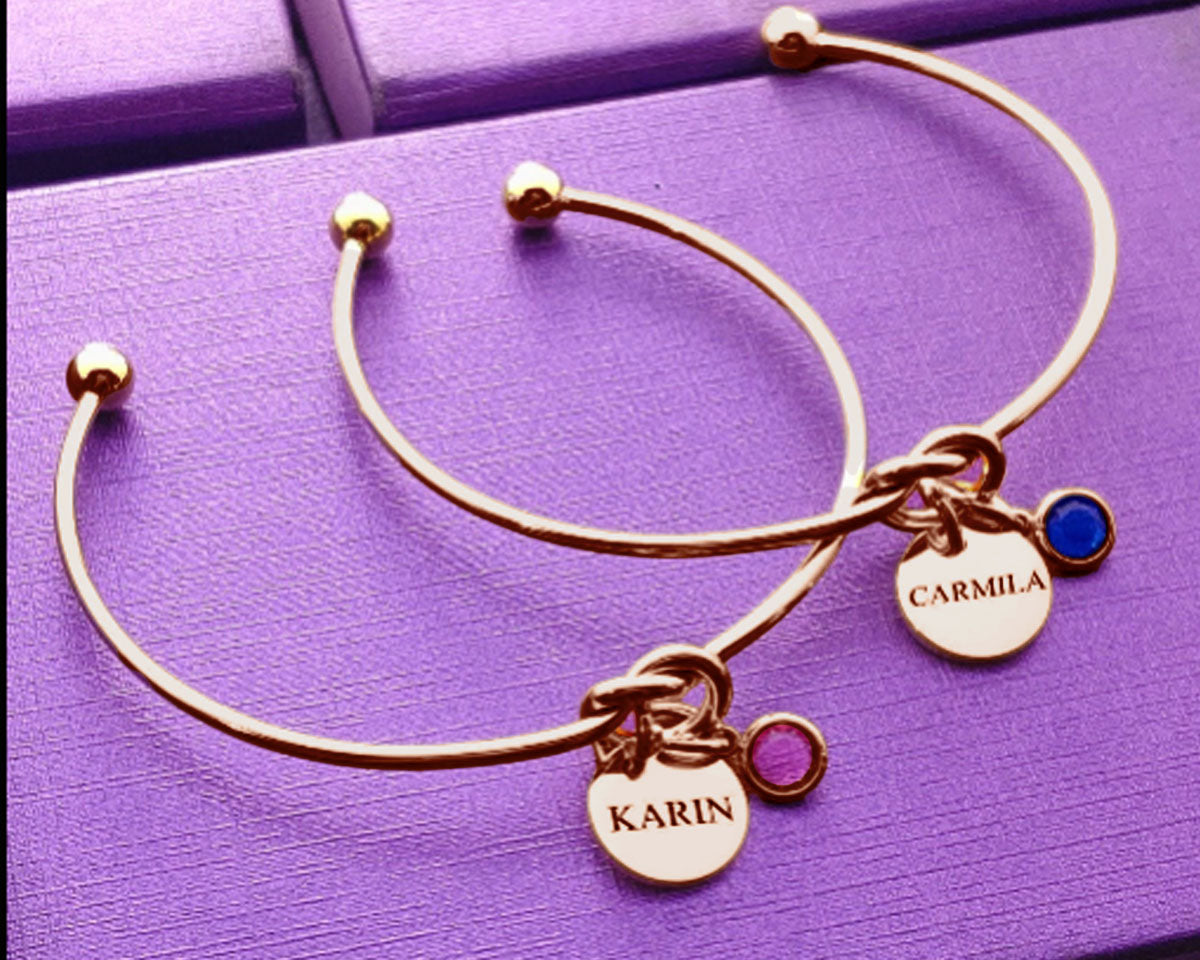 BUY ONE GET ONE Knot Bangle with Disc Charm & Birthstone